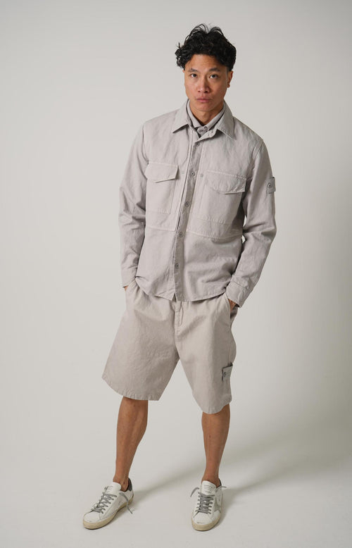 1200012 Stone Island Ghost Linen Canvas Overshirt Regualr Fit Dust Grey