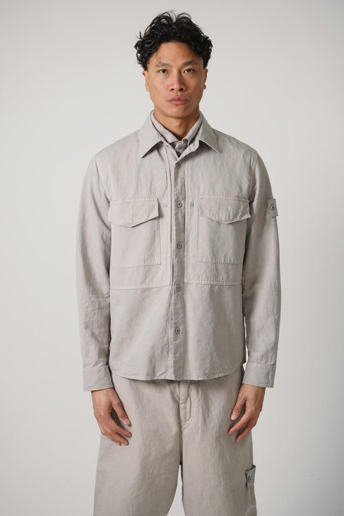 1200012 Stone Island Ghost Linen Canvas Overshirt Regualr Fit Dust Grey