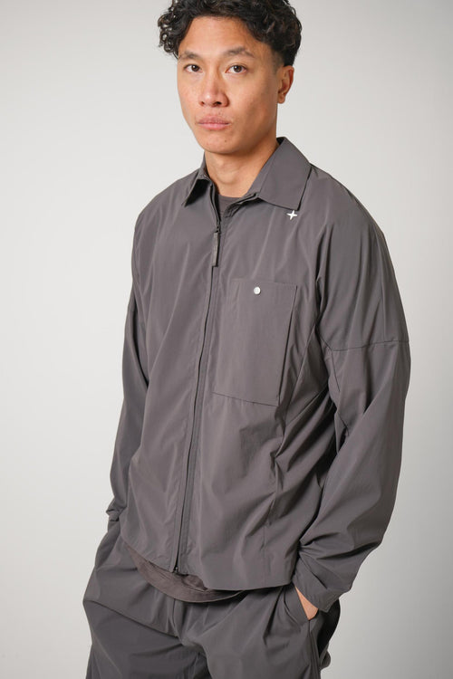 1200016 Stone Island Stellina Comfort-Fit Zip Up Overshirt Charcoal Grey