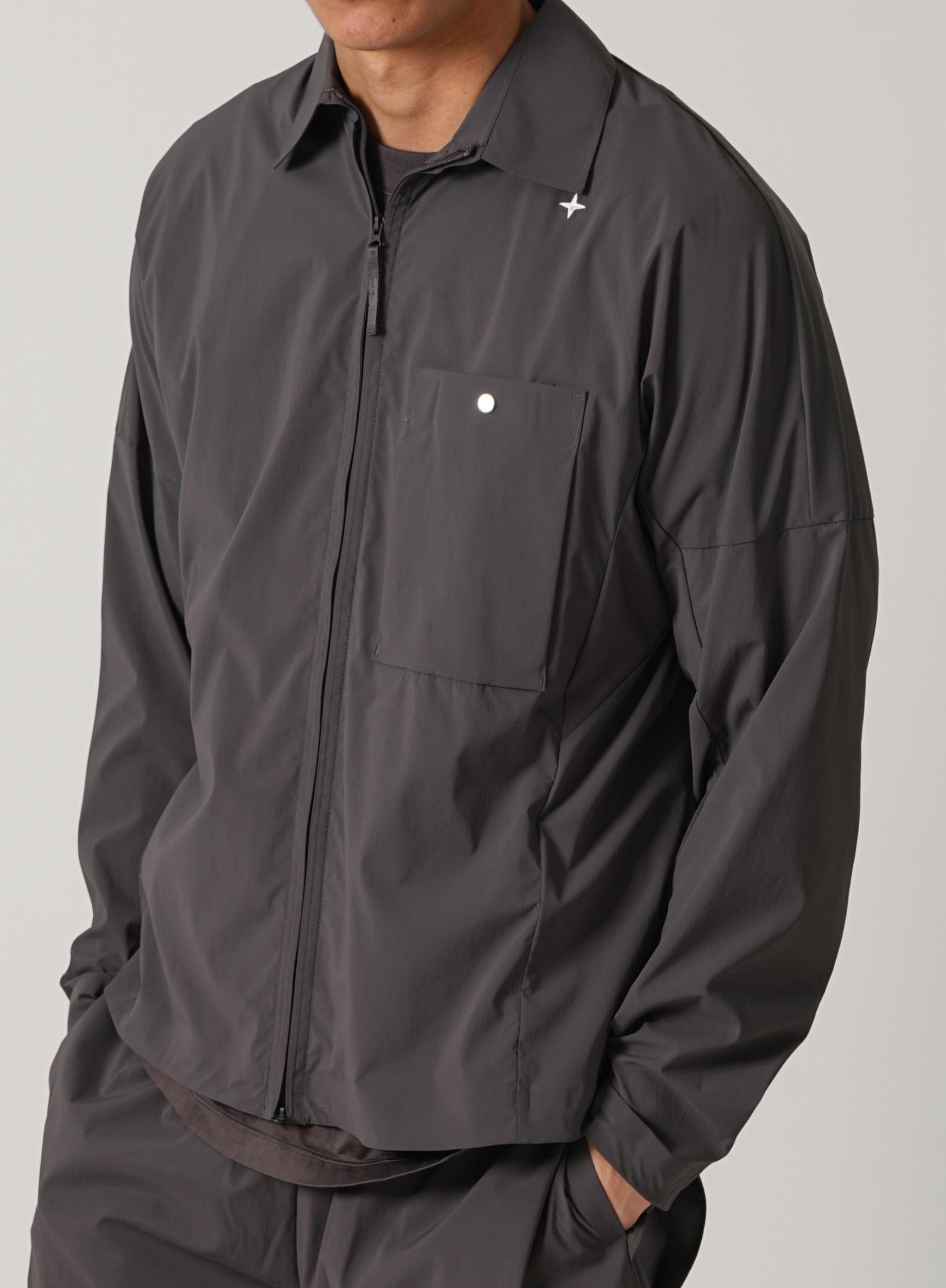 1200016 Stone Island Stellina Comfort-Fit Zip Up Overshirt Charcoal Grey