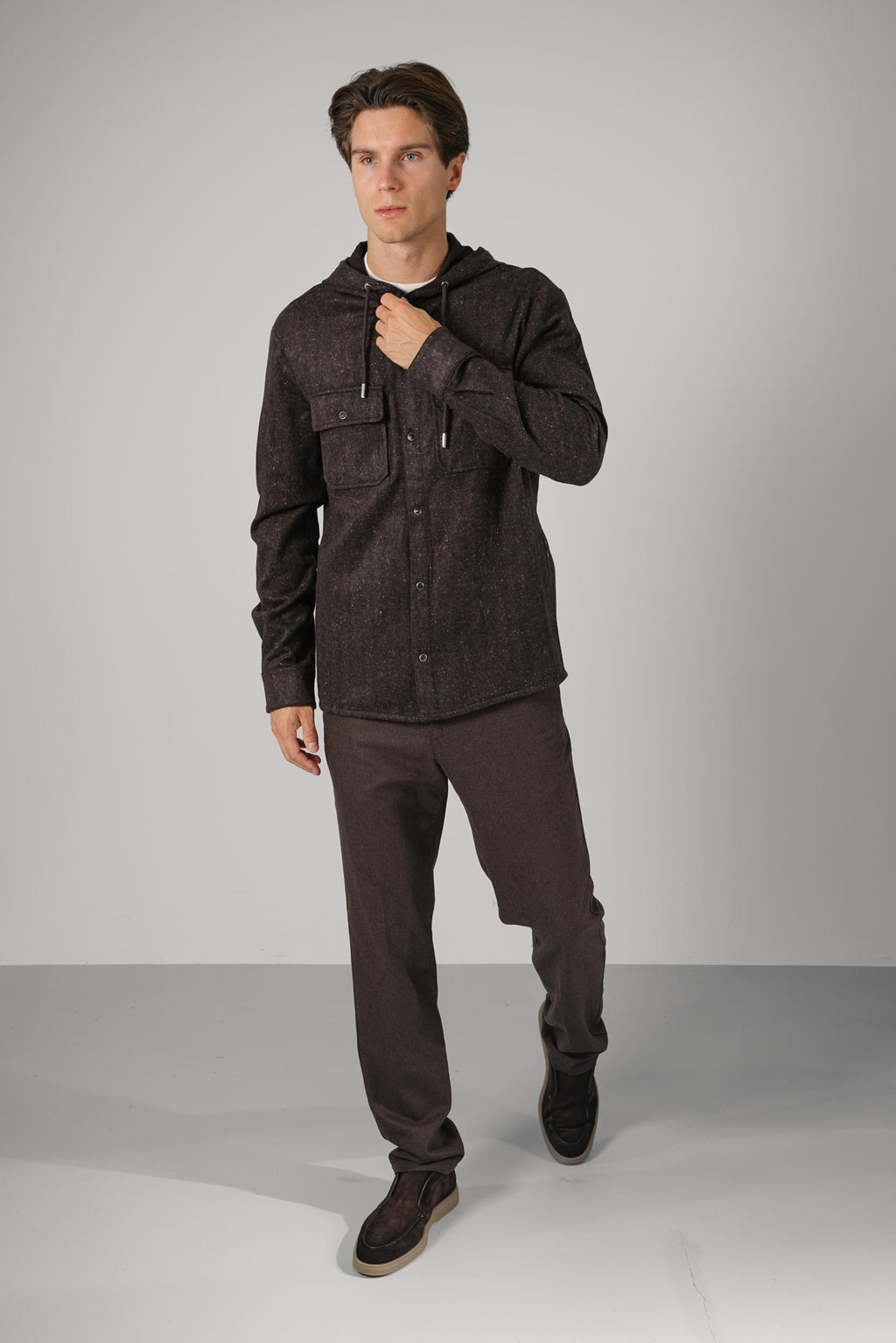 Marco Pescarolo Daytona Hooded Shirt Jacket – 05 brown