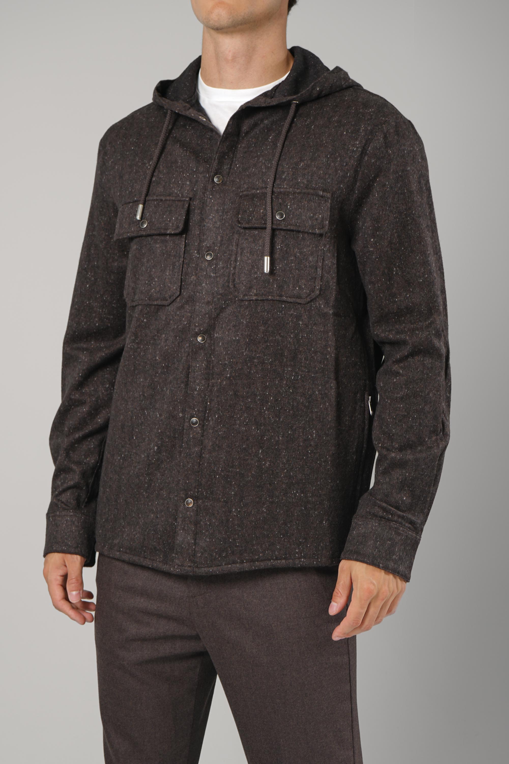 Marco Pescarolo Daytona Hooded Shirt Jacket – 05 brown