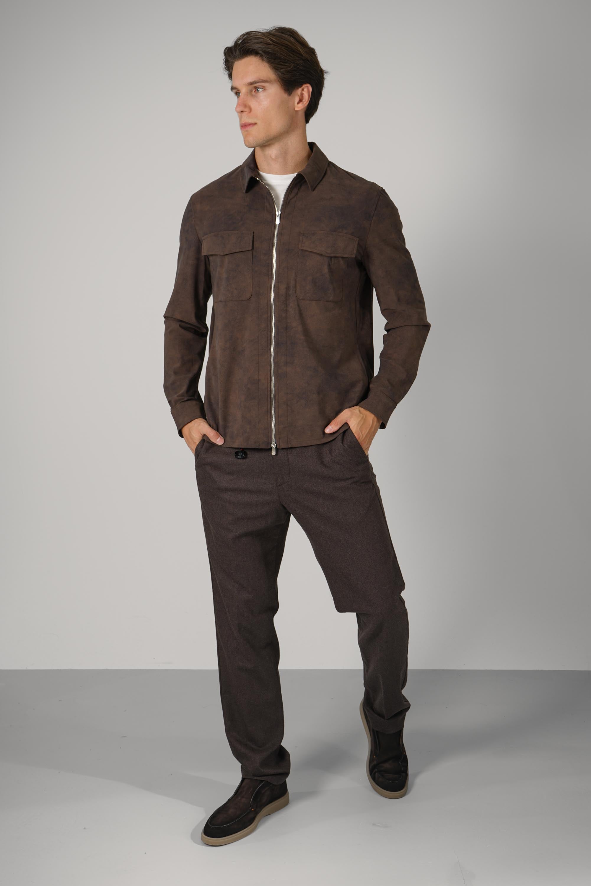 Marco Pescarolo  Vento Zip Trousers – 19 brown