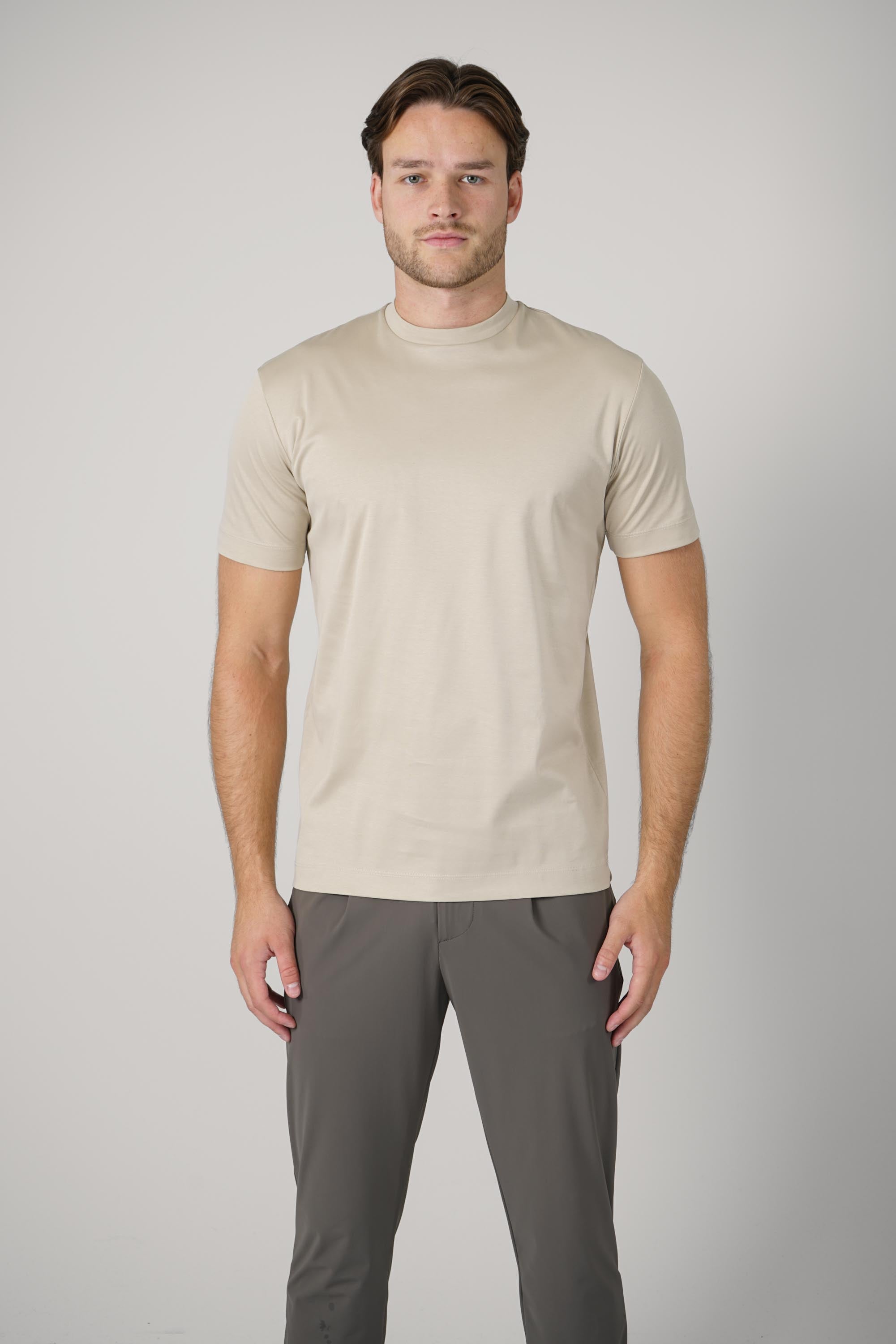 Valenza Slim Fit Supima  T-Shirt Beige