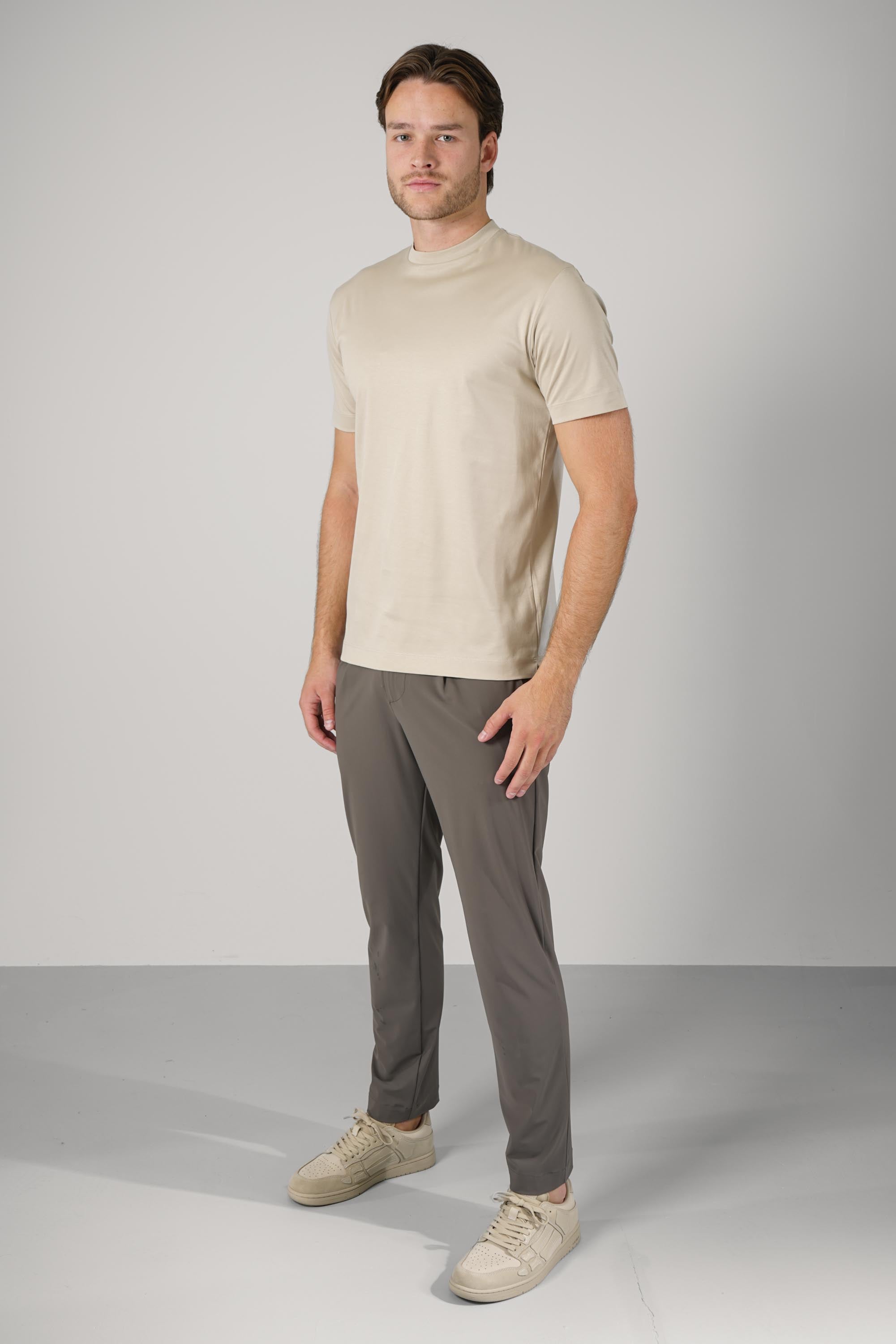 Valenza Slim Fit Supima  T-Shirt Beige