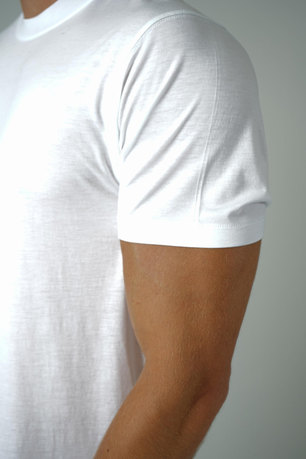 Lyocell Cotton SS Crew Neck – White