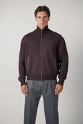 Merino With Leather Patches Full Zip – Chocolate Torte
