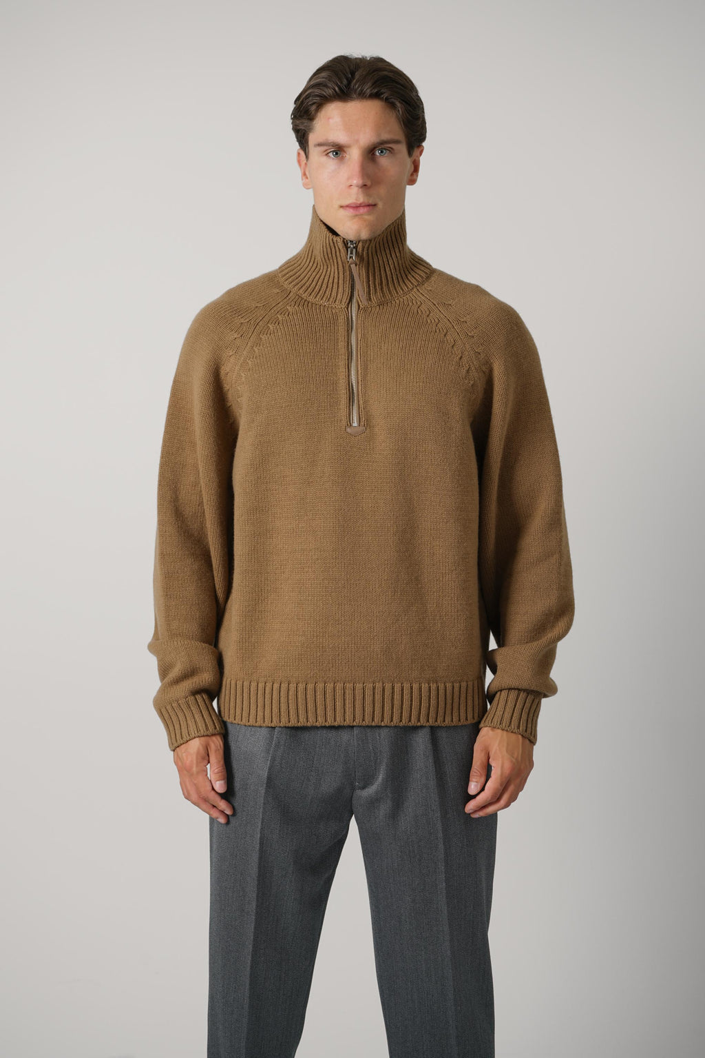 Cashmere Wool Half Zip – Caramel