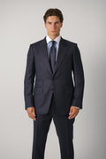 Super 120's Mouliné Herringbone Shelton Suit FL – Navy