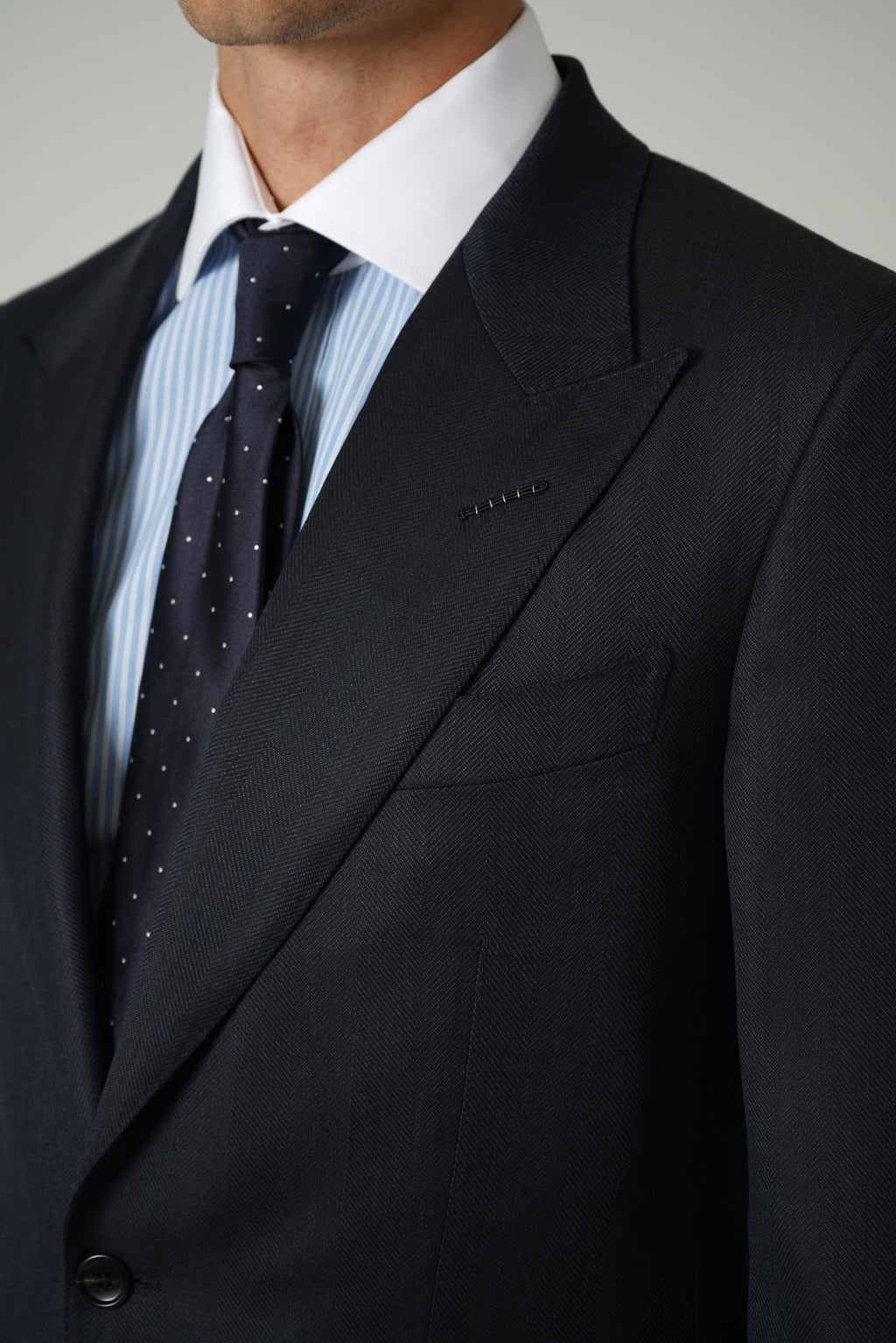 Super 120's Mouliné Herringbone Shelton Suit FL – Navy