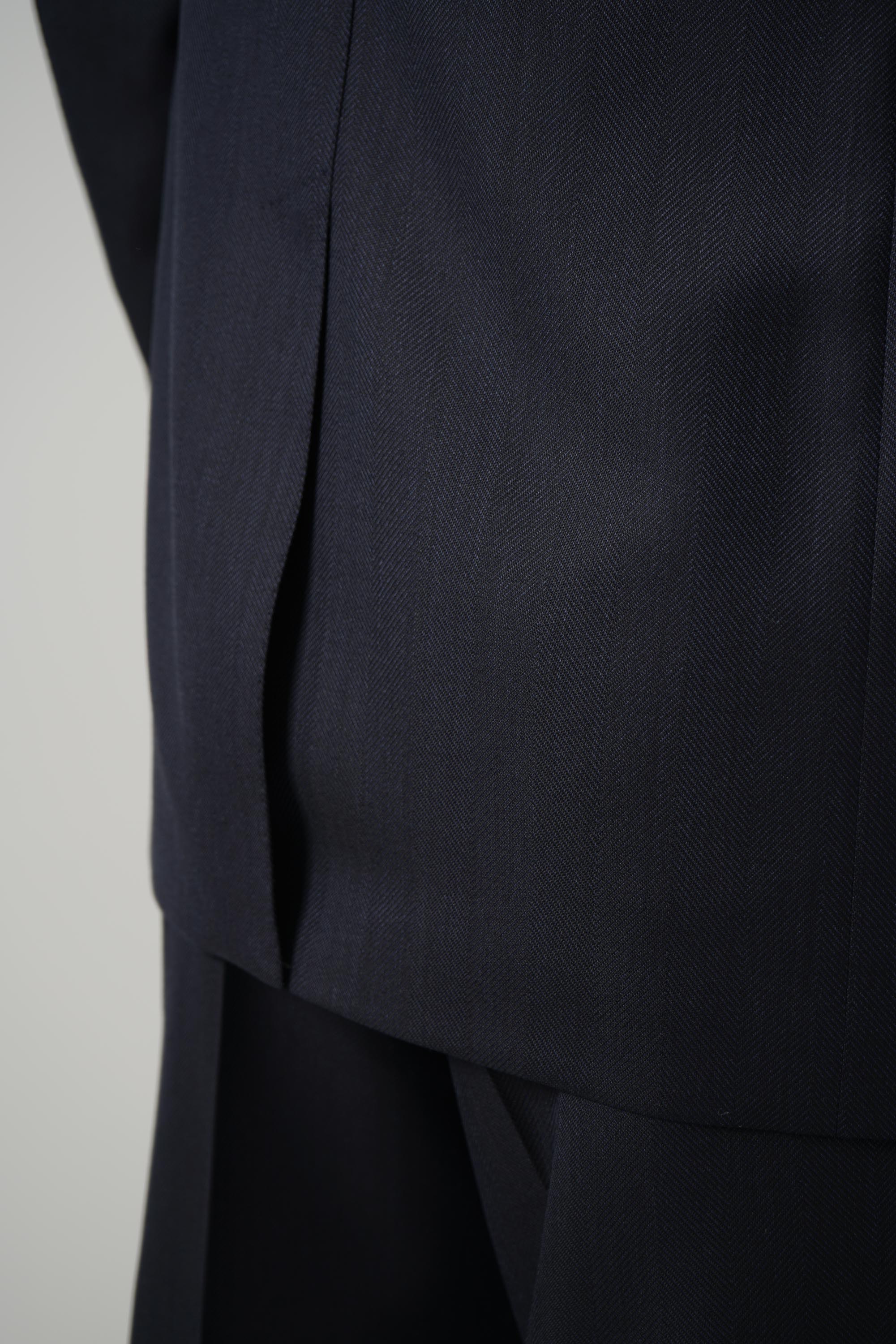 Super 120's Mouliné Herringbone Shelton Suit FL – Navy
