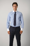 Poplin Track Stripe Classic Fit Shirt Contrast Collar And Cuff – Combo Light Blue & White
