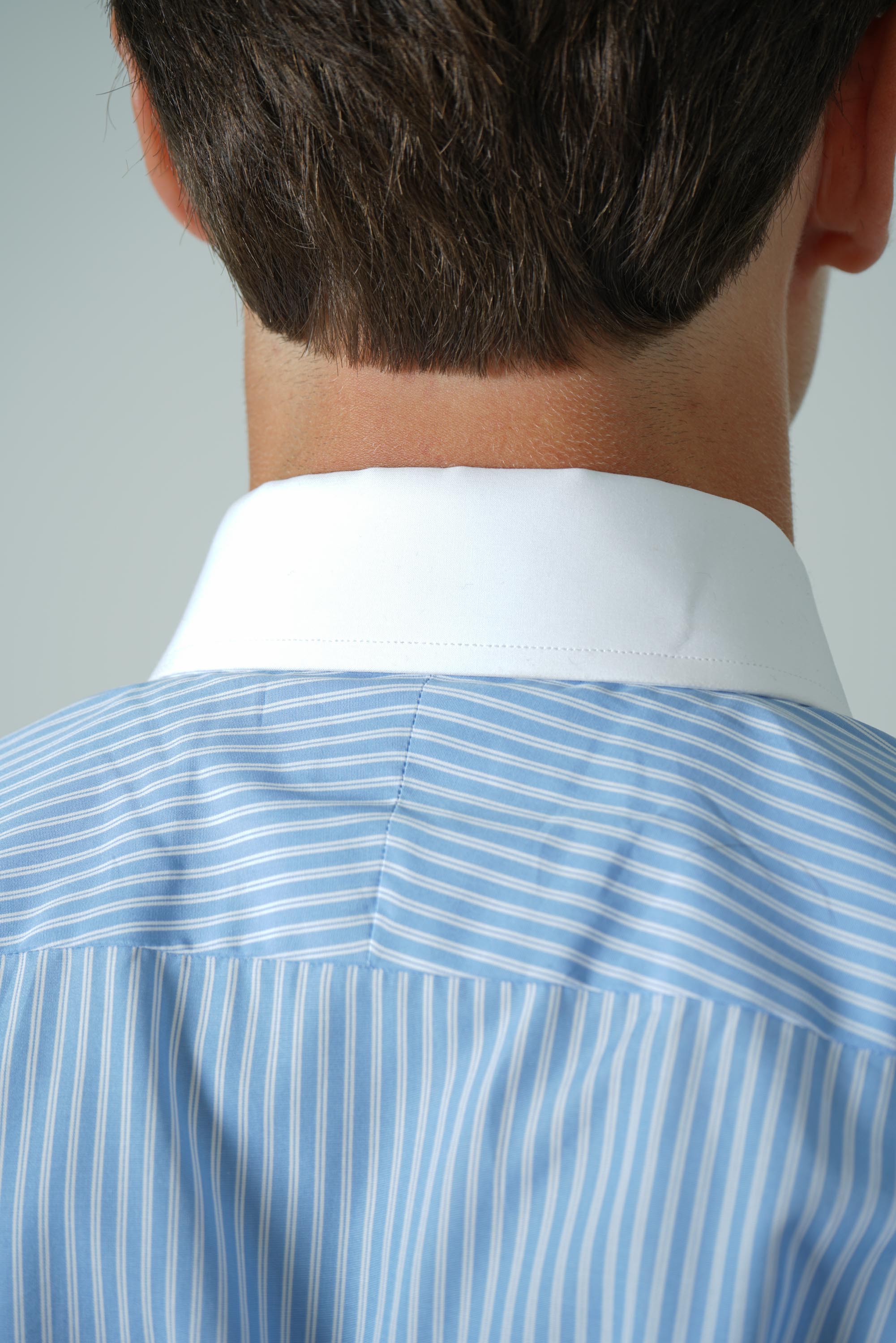Poplin Track Stripe Classic Fit Shirt Contrast Collar And Cuff – Combo Light Blue & White