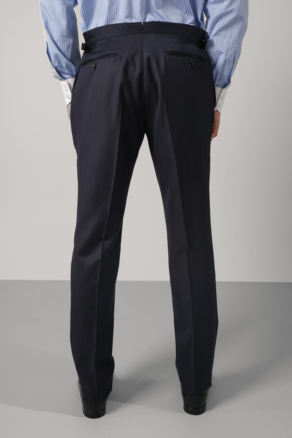 Super 120's Mouliné Herringbone Shelton Suit FL – Navy