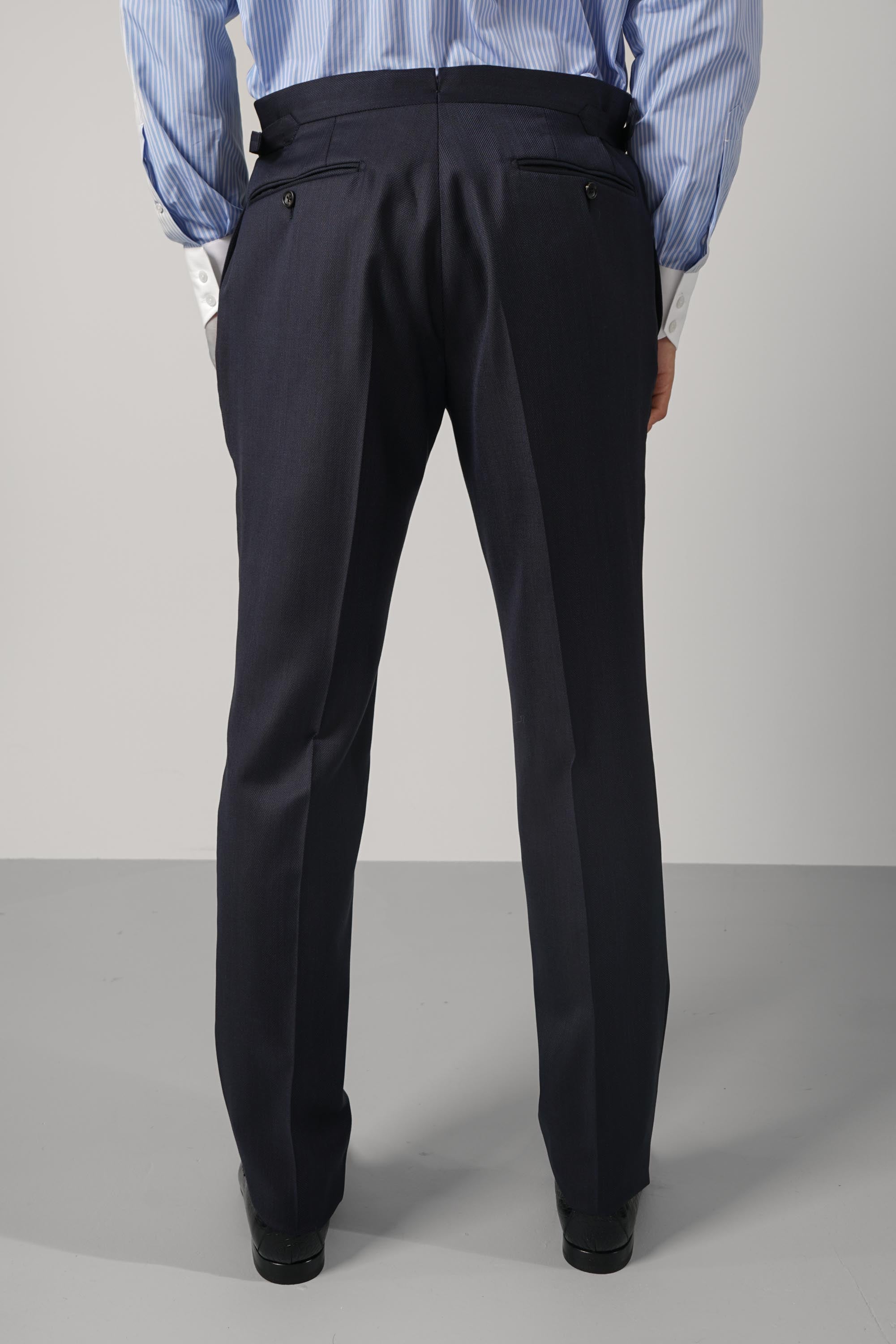 Super 120's Mouliné Herringbone Shelton Suit FL – Navy