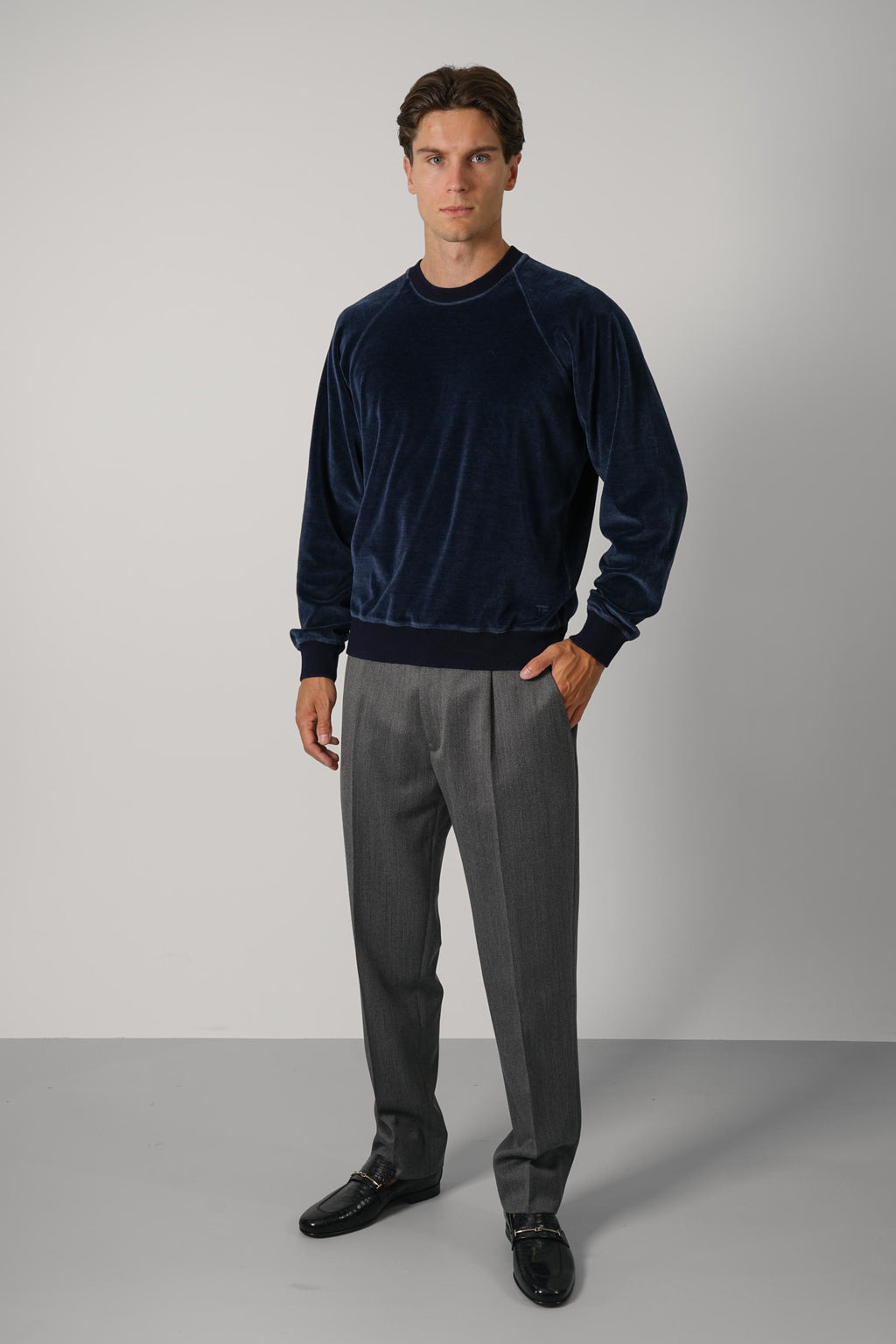 Indigo Velour LS Crew Neck – Ocean Cavern