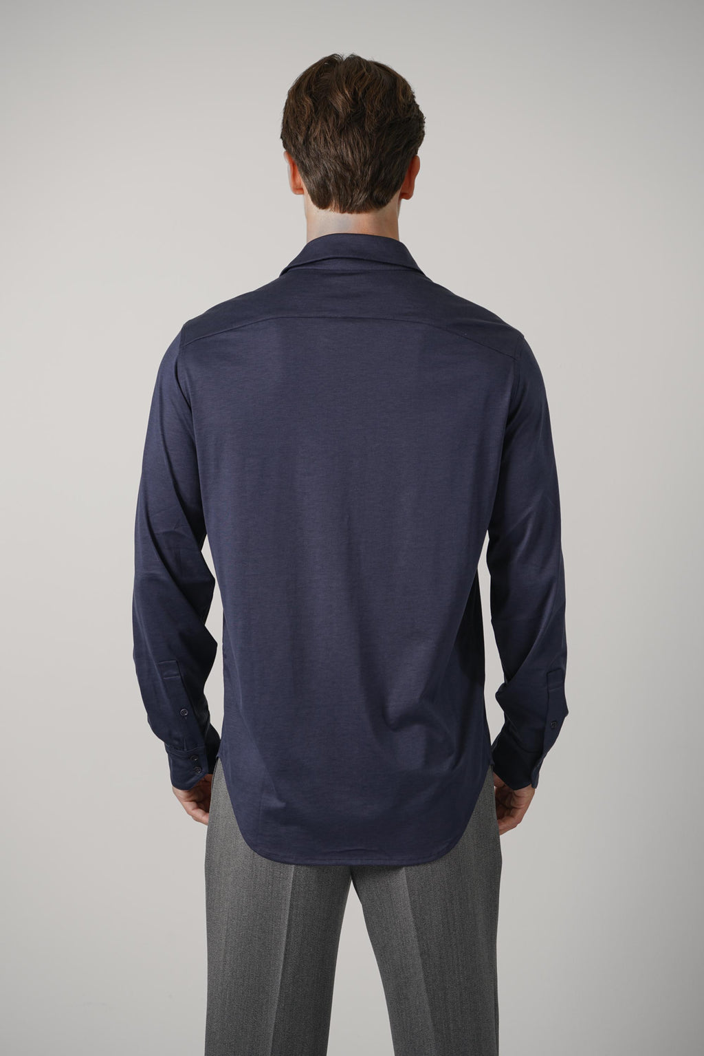 Silk Cotton Blend Military Shirt – Navy