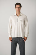 Cotton Silk Piquet LS Polo – Ecru