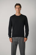 Fine Gauge Pure Wool LS Crew Neck – Black