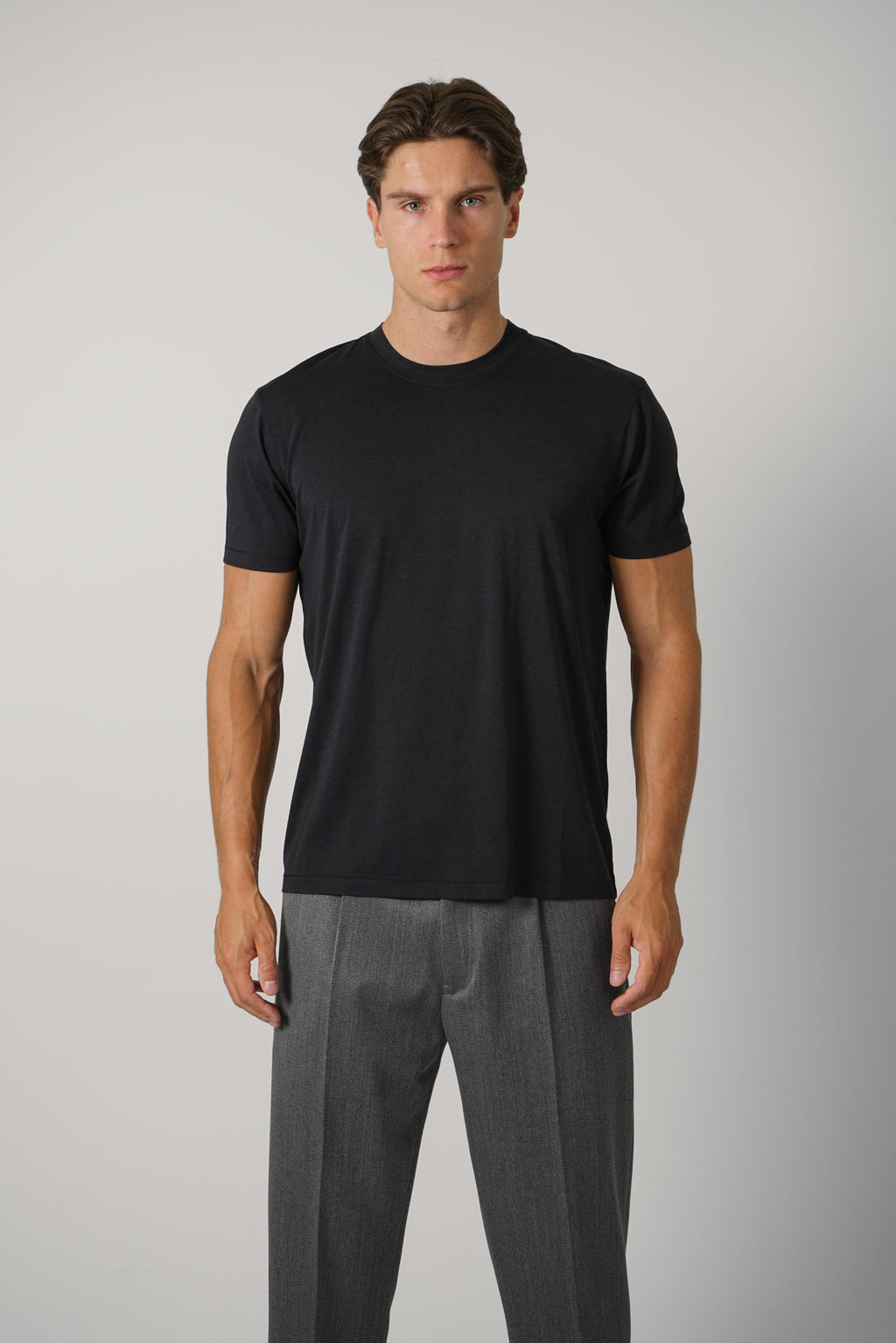 Lyocell Cotton SS Crew Neck – Black