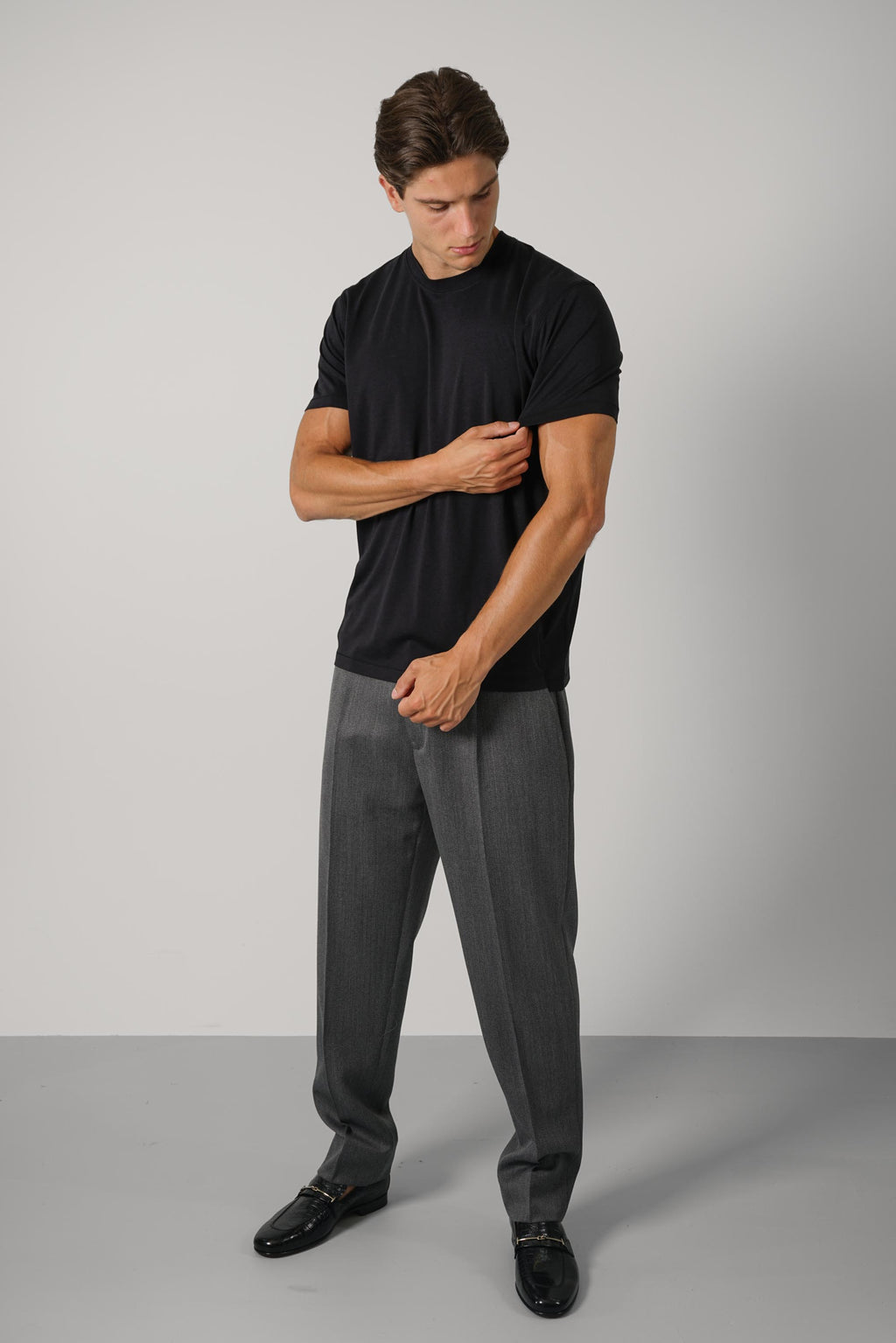Lyocell Cotton SS Crew Neck – Black