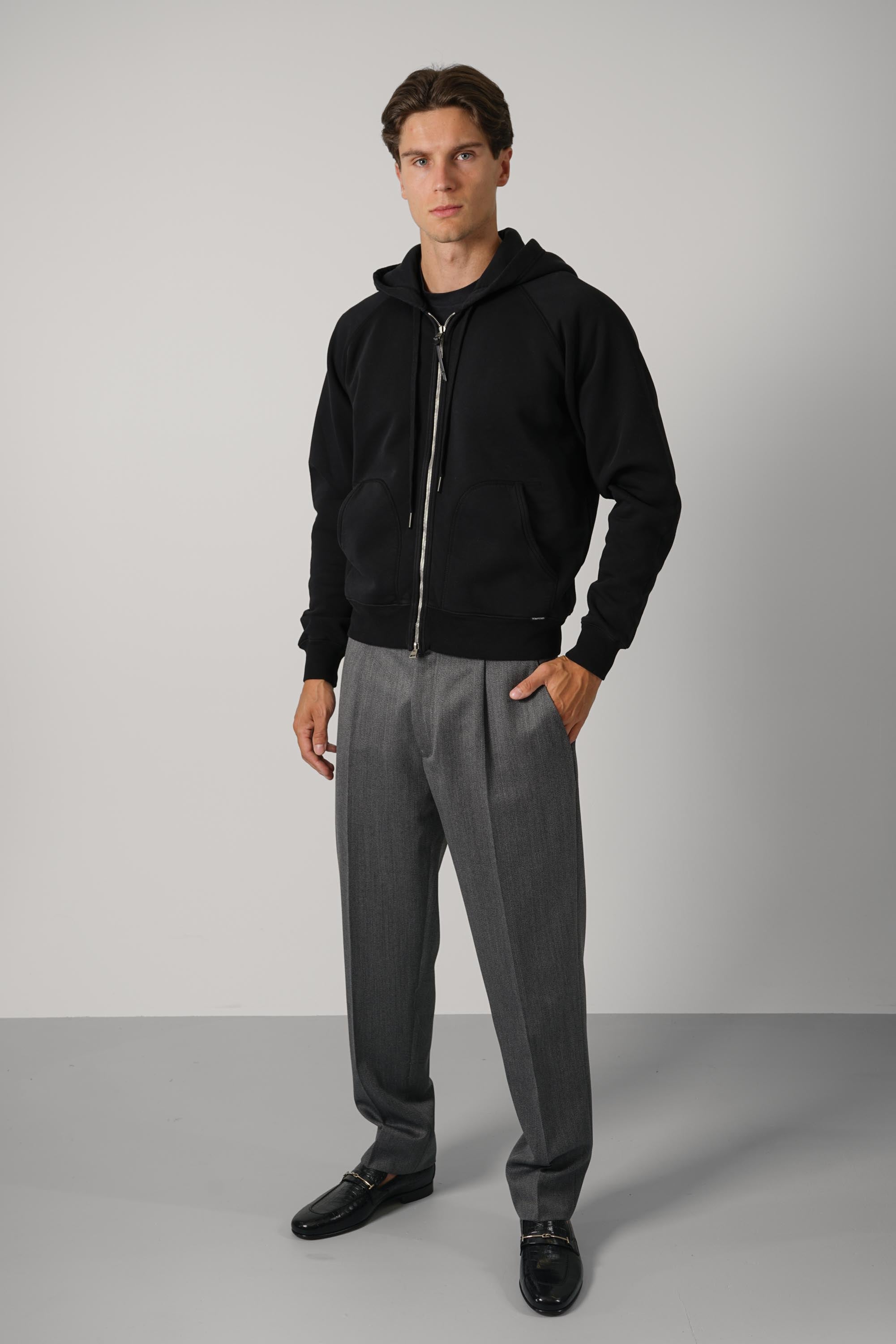 Organic Cotton Sweat Zip Hoodie – Black
