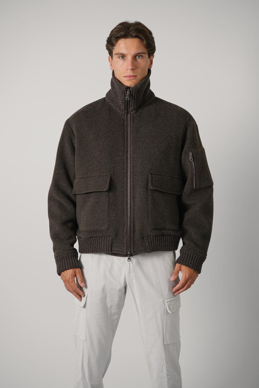 Wool Cashmere Blend Oversized Bomber – 094