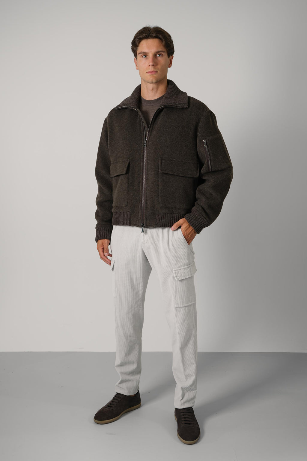 Wool Cashmere Blend Oversized Bomber – 094