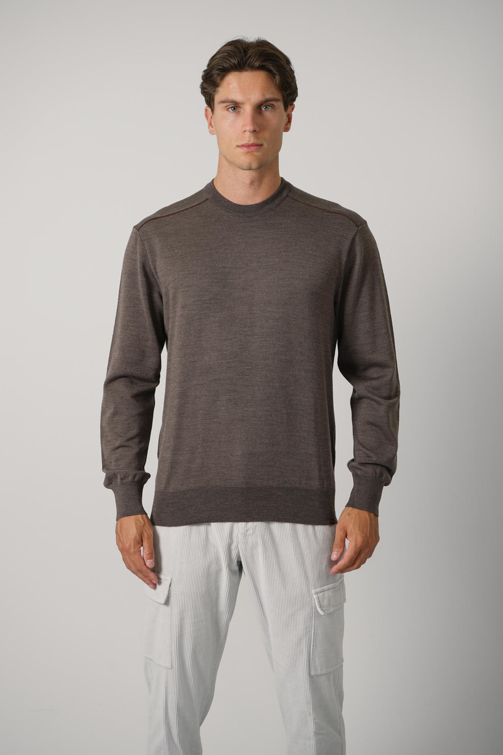 Summer Wool Crewneck With Alcantara – 365