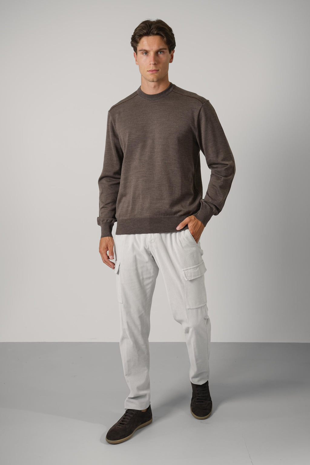 Summer Wool Crewneck With Alcantara – 365