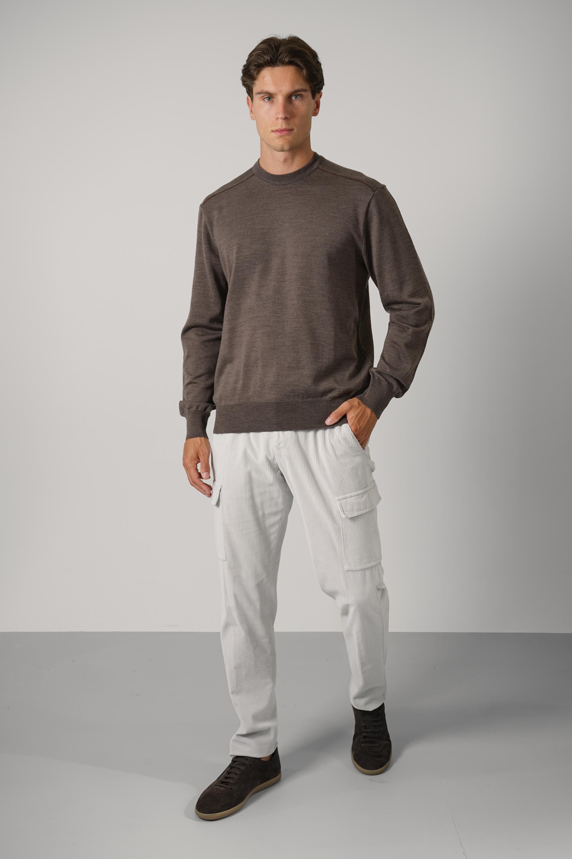 Summer Wool Crewneck With Alcantara – 365