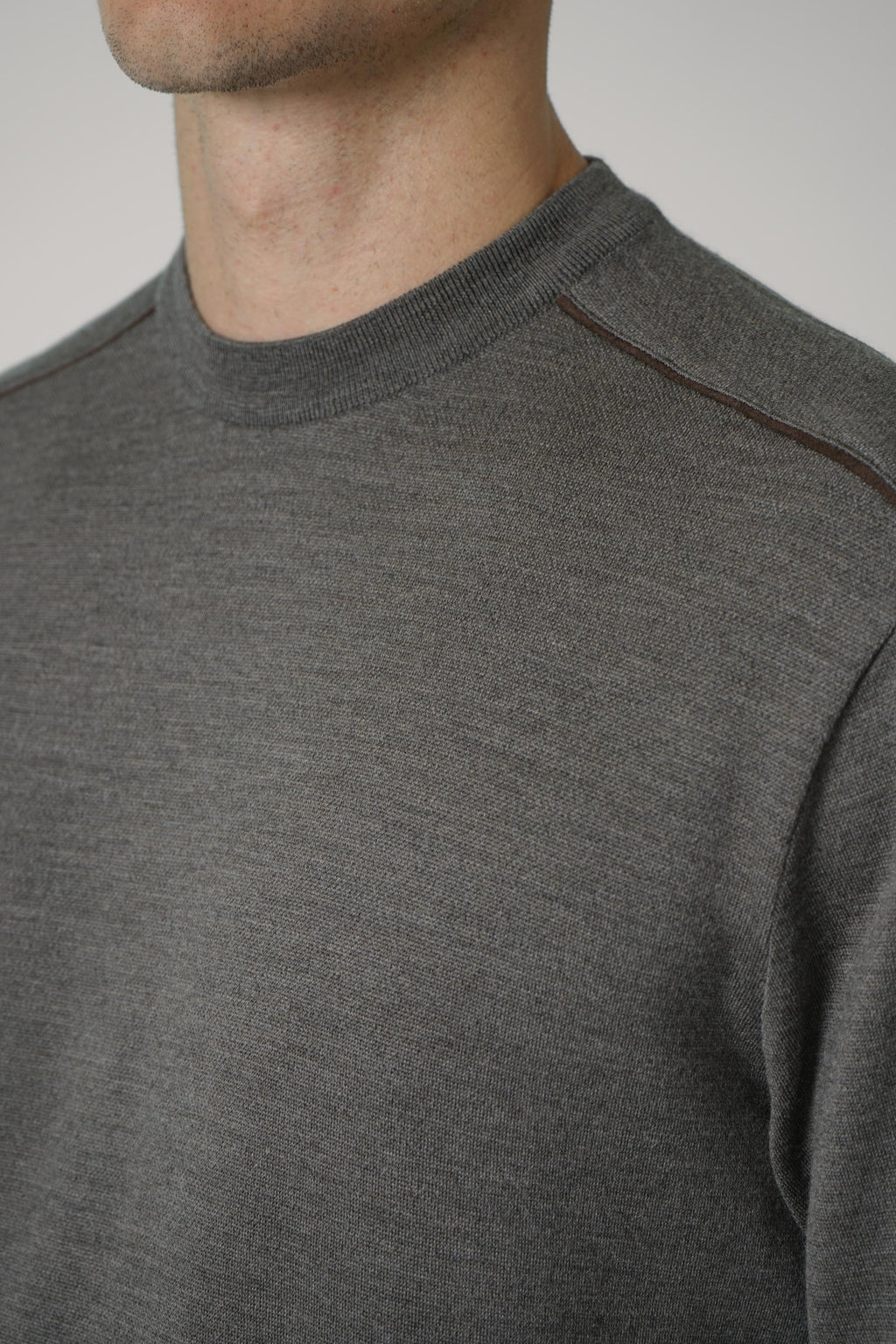 Summer Wool Crewneck With Alcantara – 365