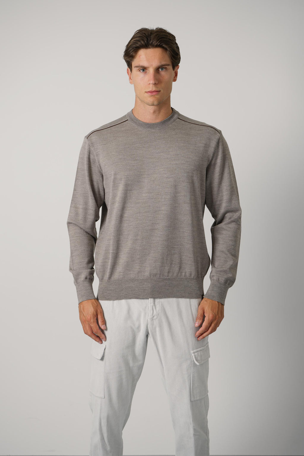 Summer Wool Crewneck With Alcantara – 207