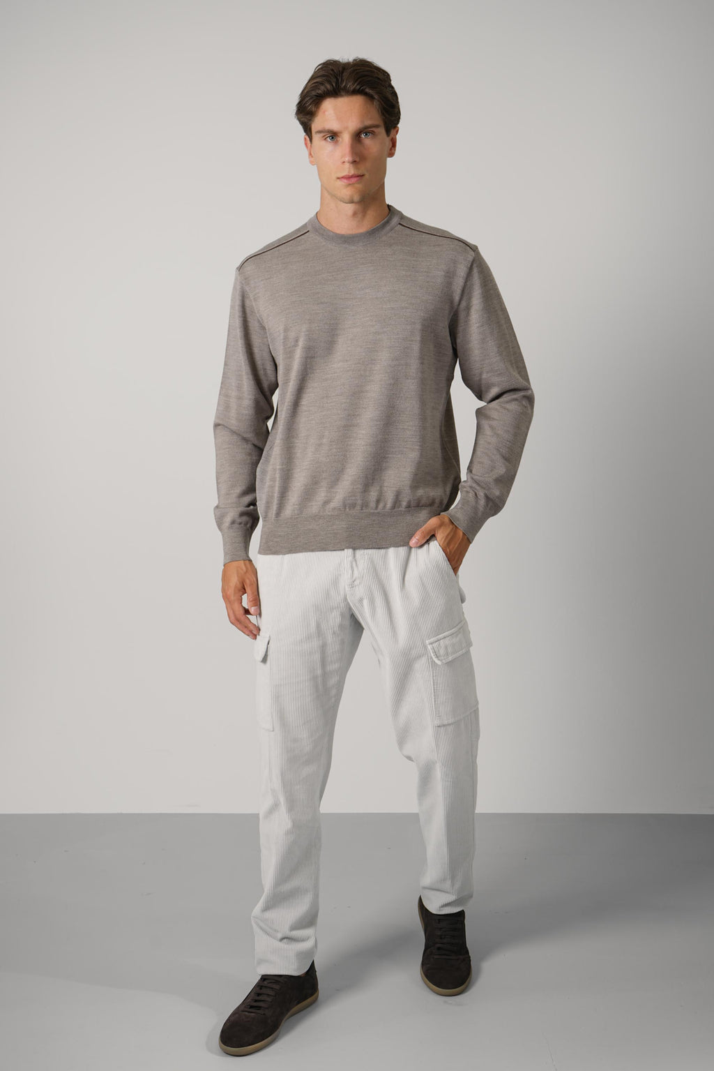 Summer Wool Crewneck With Alcantara – 207