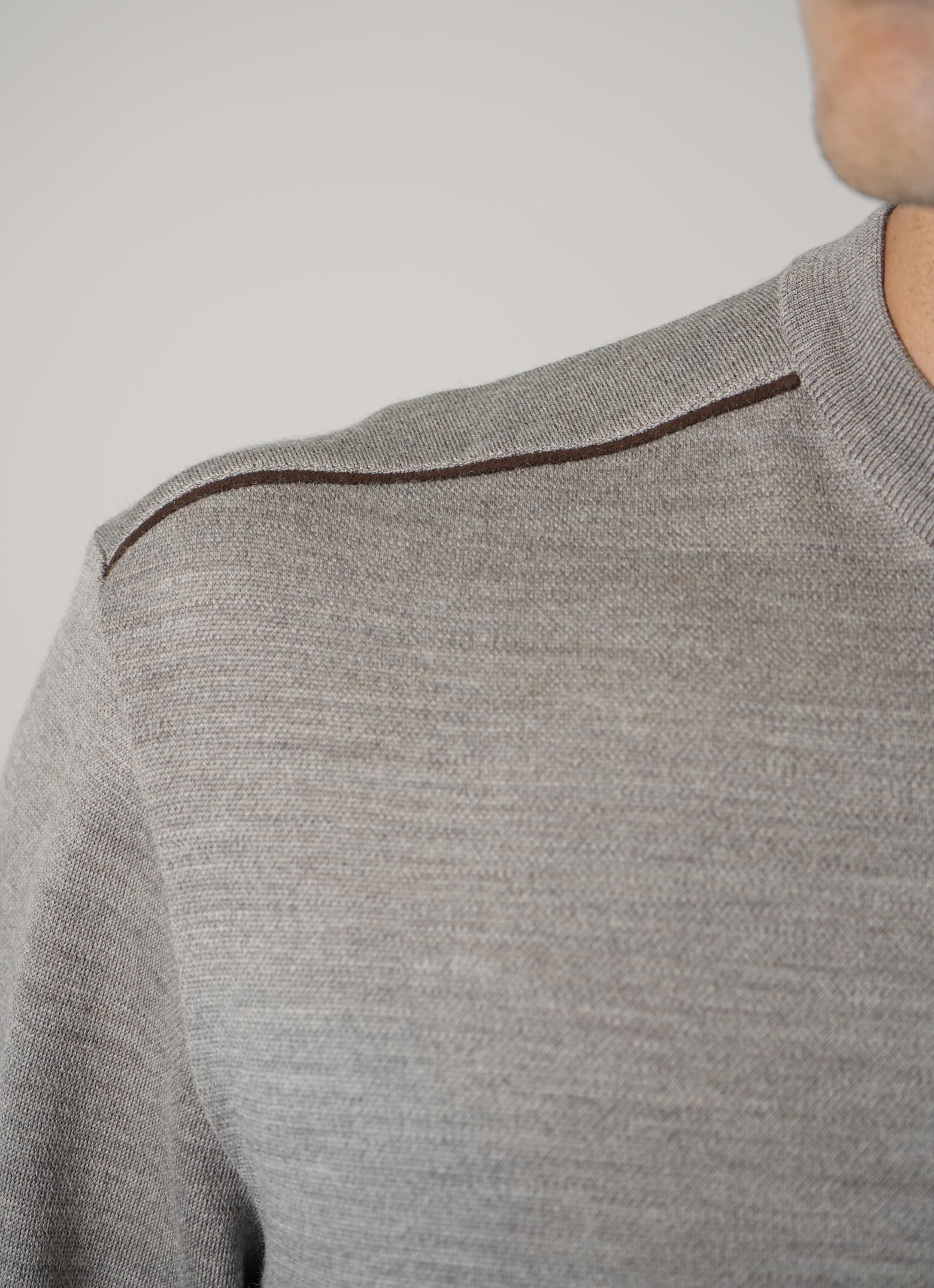 Summer Wool Crewneck With Alcantara – 207