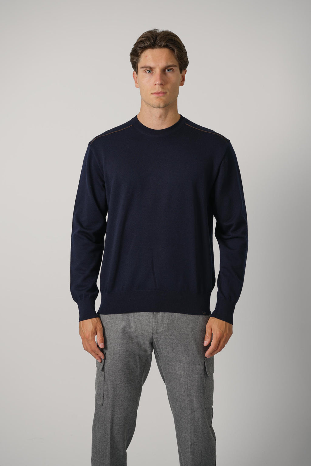 Summer Wool Crewneck With Alcantara – 050