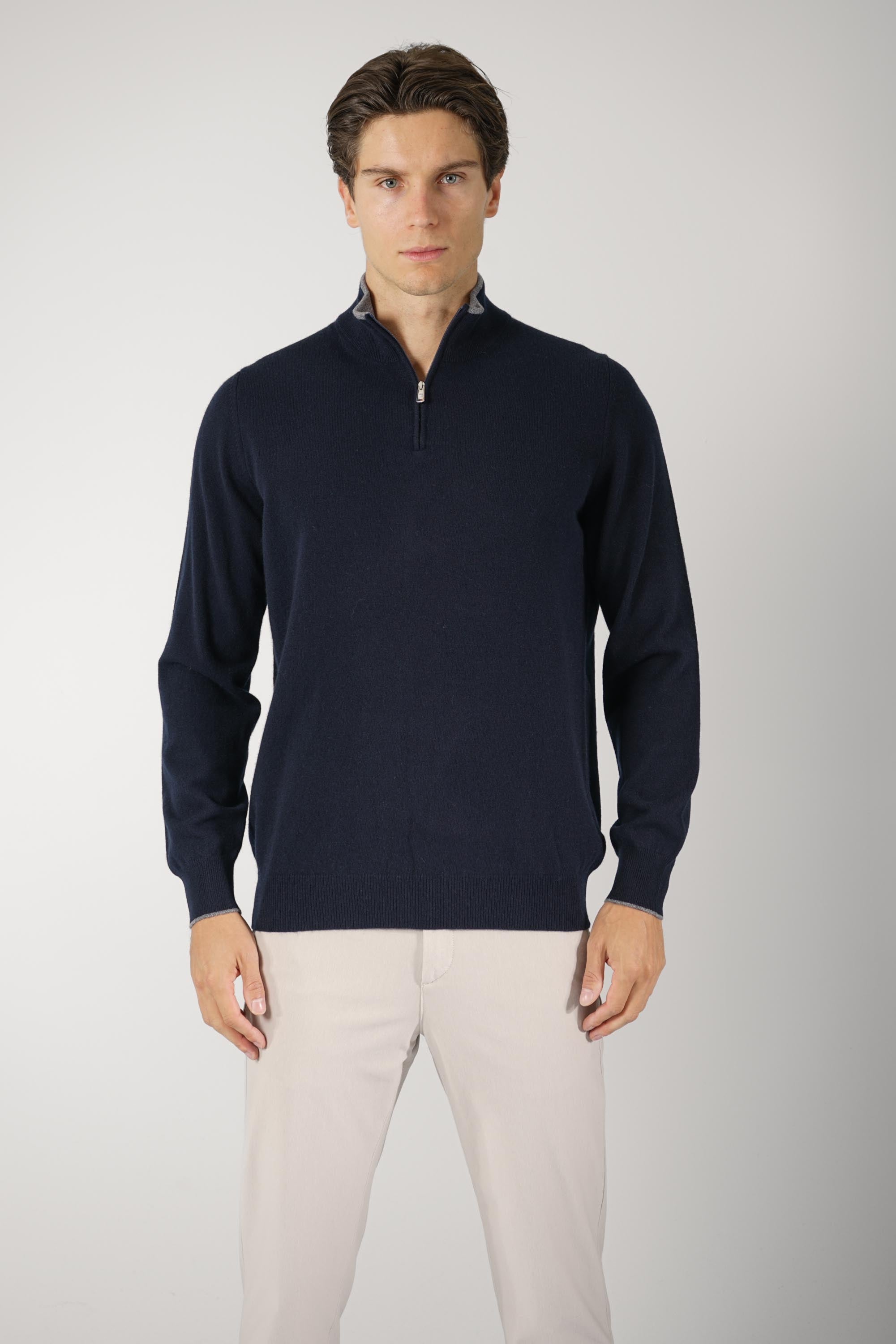 Fedeli Favonio Wool-Cashmere Sweater – Navy