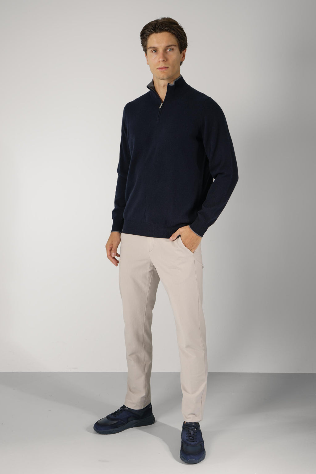 Fedeli Favonio Wool-Cashmere Sweater – Navy
