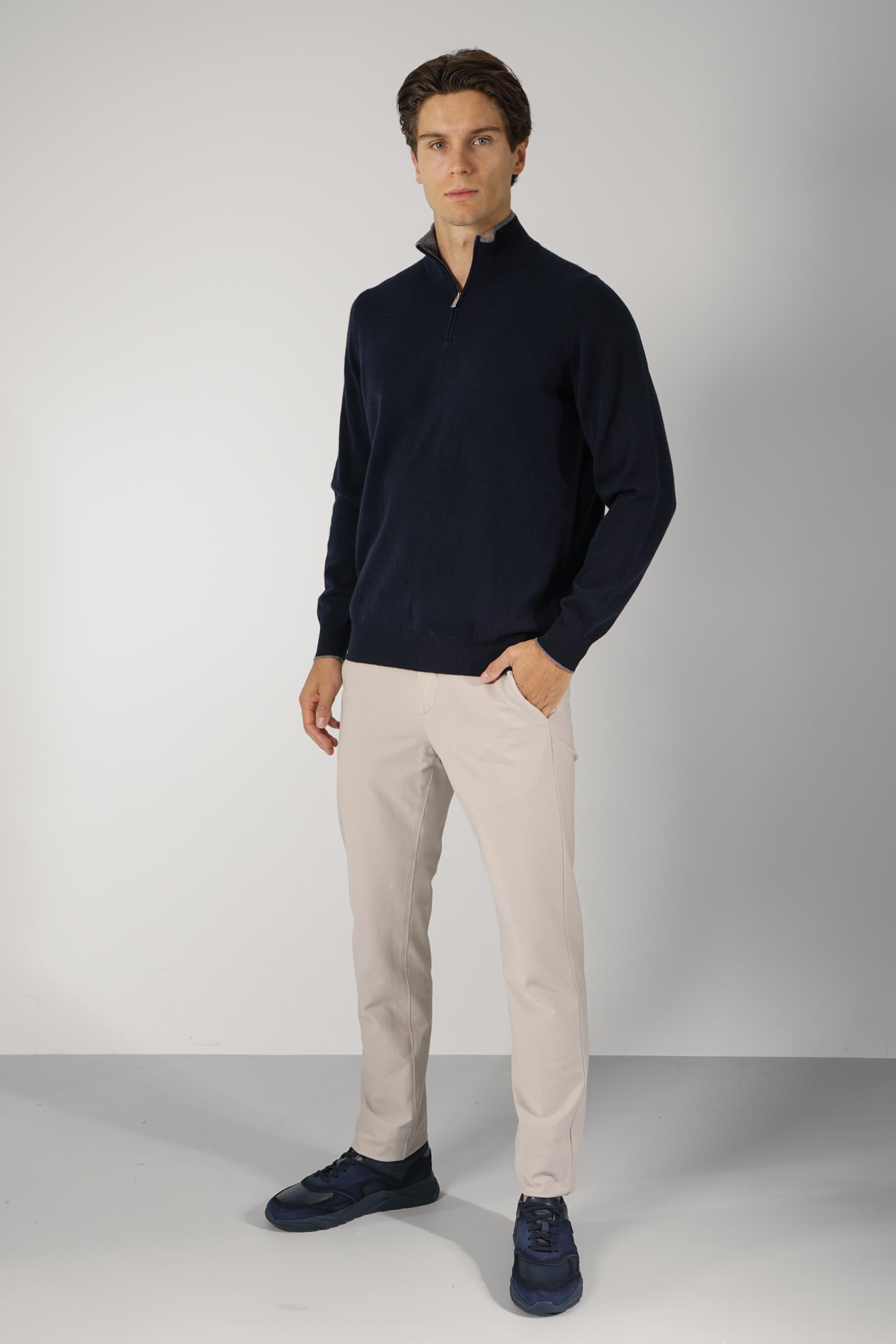 Fedeli Favonio Wool-Cashmere Sweater – Navy