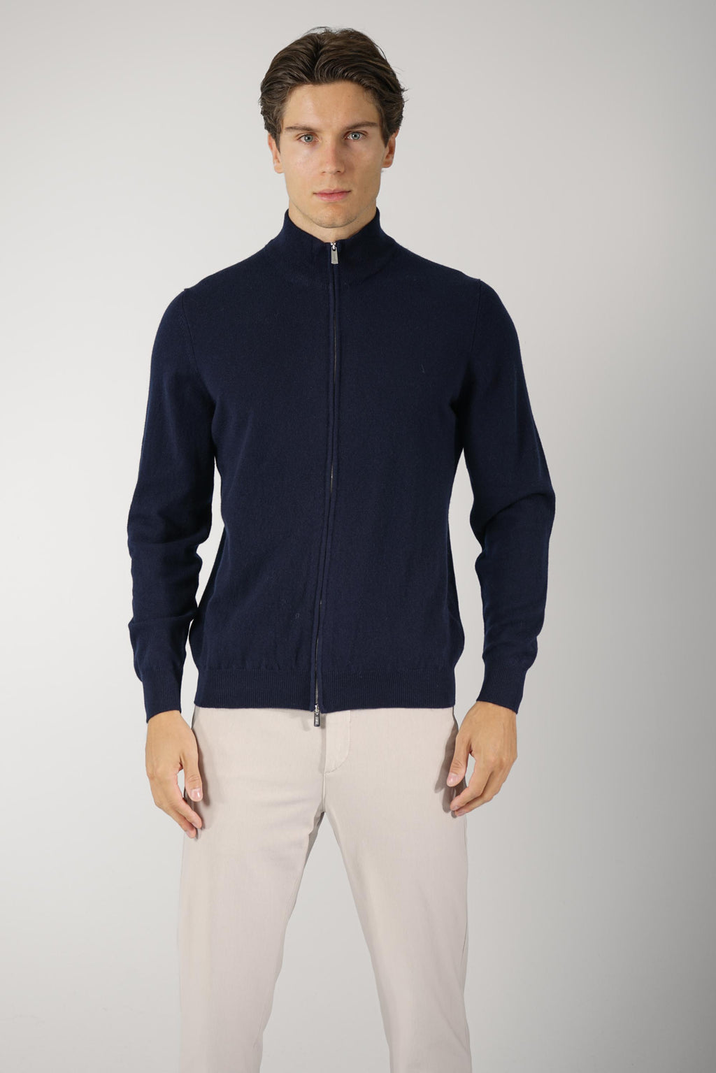 Fedeli Favonio Open Slim Cashmere Cardigan – Blue Scuro