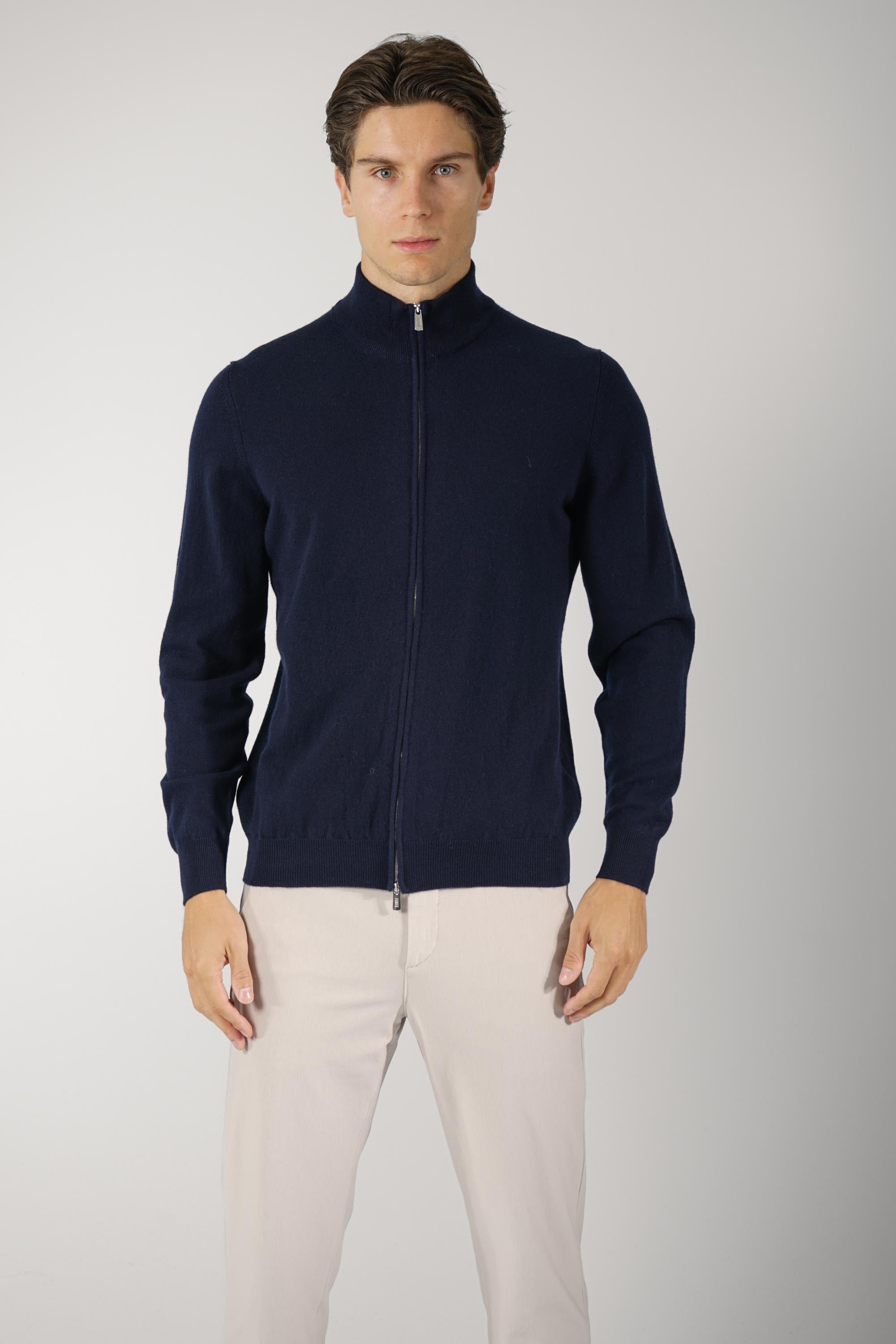 Fedeli Favonio Open Slim Cashmere Cardigan – Blue Scuro