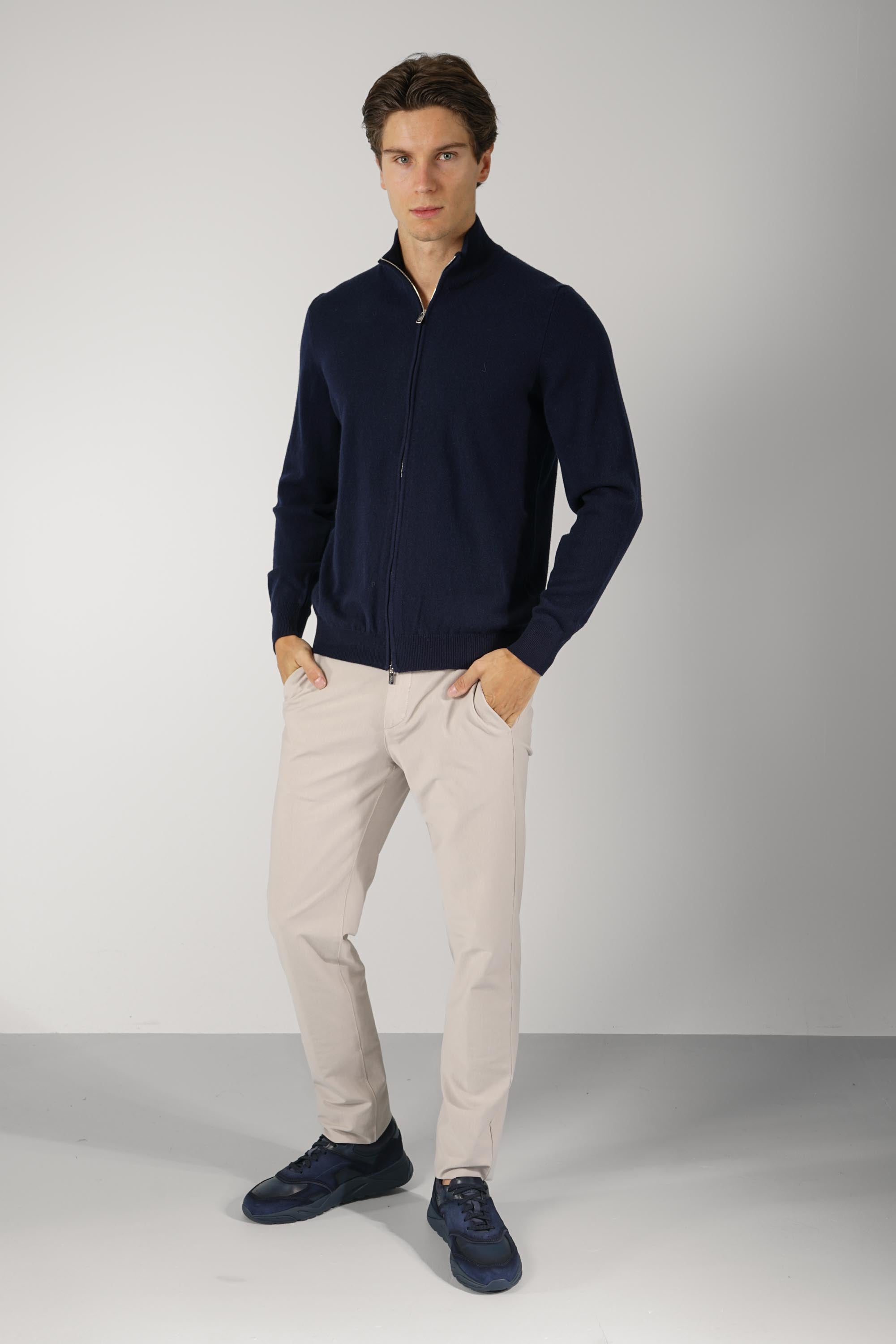 Fedeli Favonio Open Slim Cashmere Cardigan – Blue Scuro