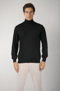 Fedeli Derby Wool Rollneck Sweater – Black