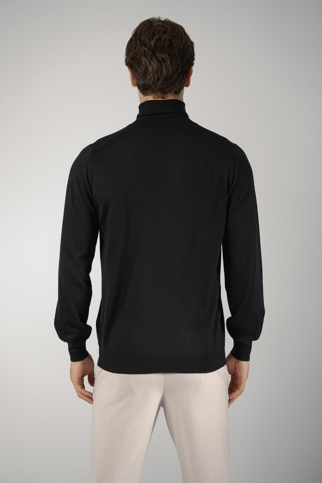Fedeli Derby Wool Rollneck Sweater – Black