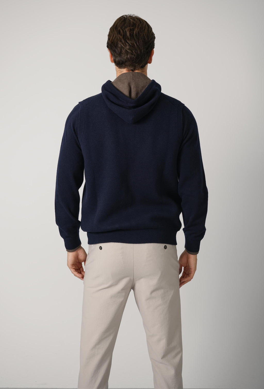 Fedeli Davis Open Cashmere Cardigan – Blue Scuro/Koala