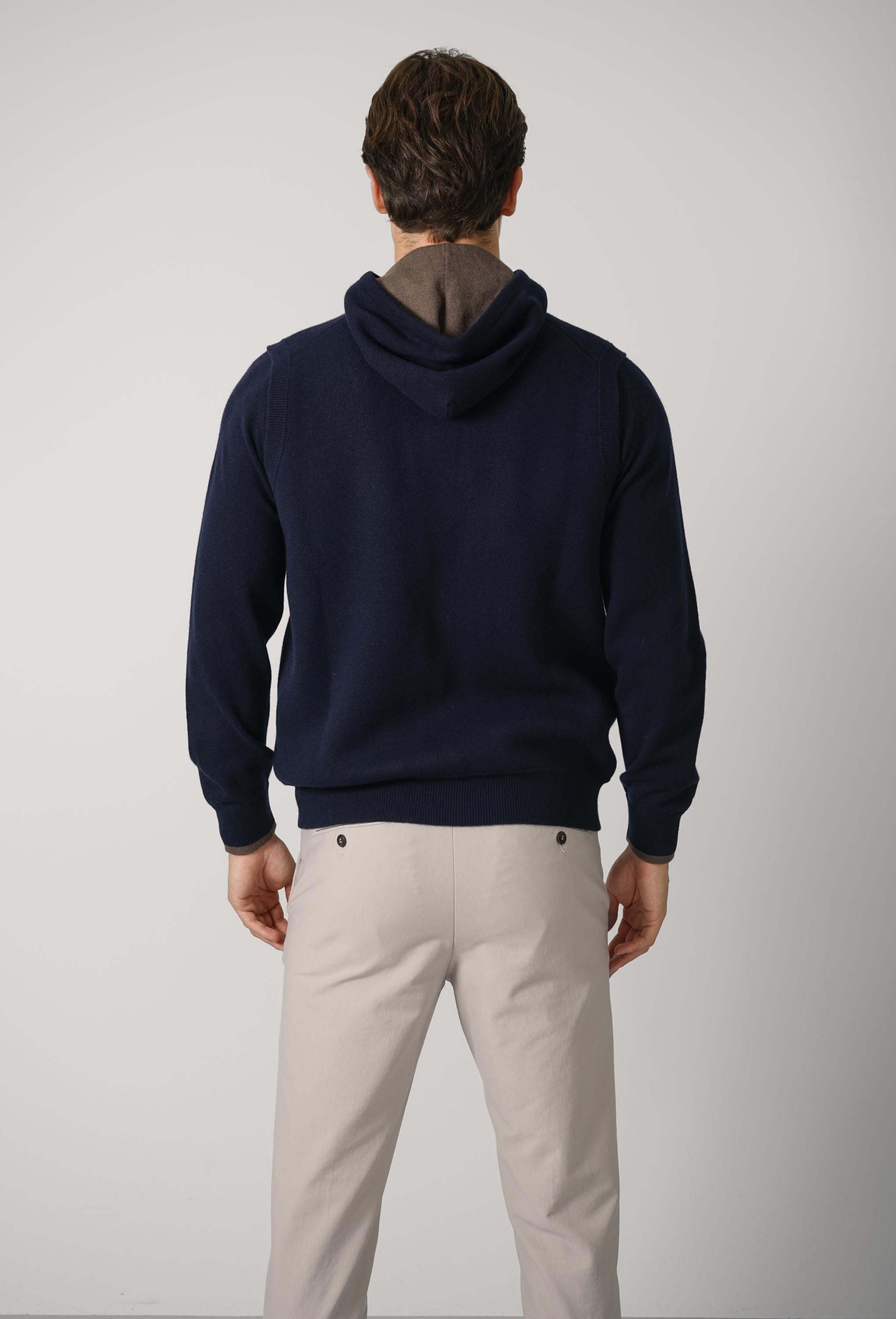Fedeli Davis Open Cashmere Cardigan – Blue Scuro/Koala