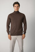 Fedeli Derby Wool Rollneck Sweater – Deep Brown