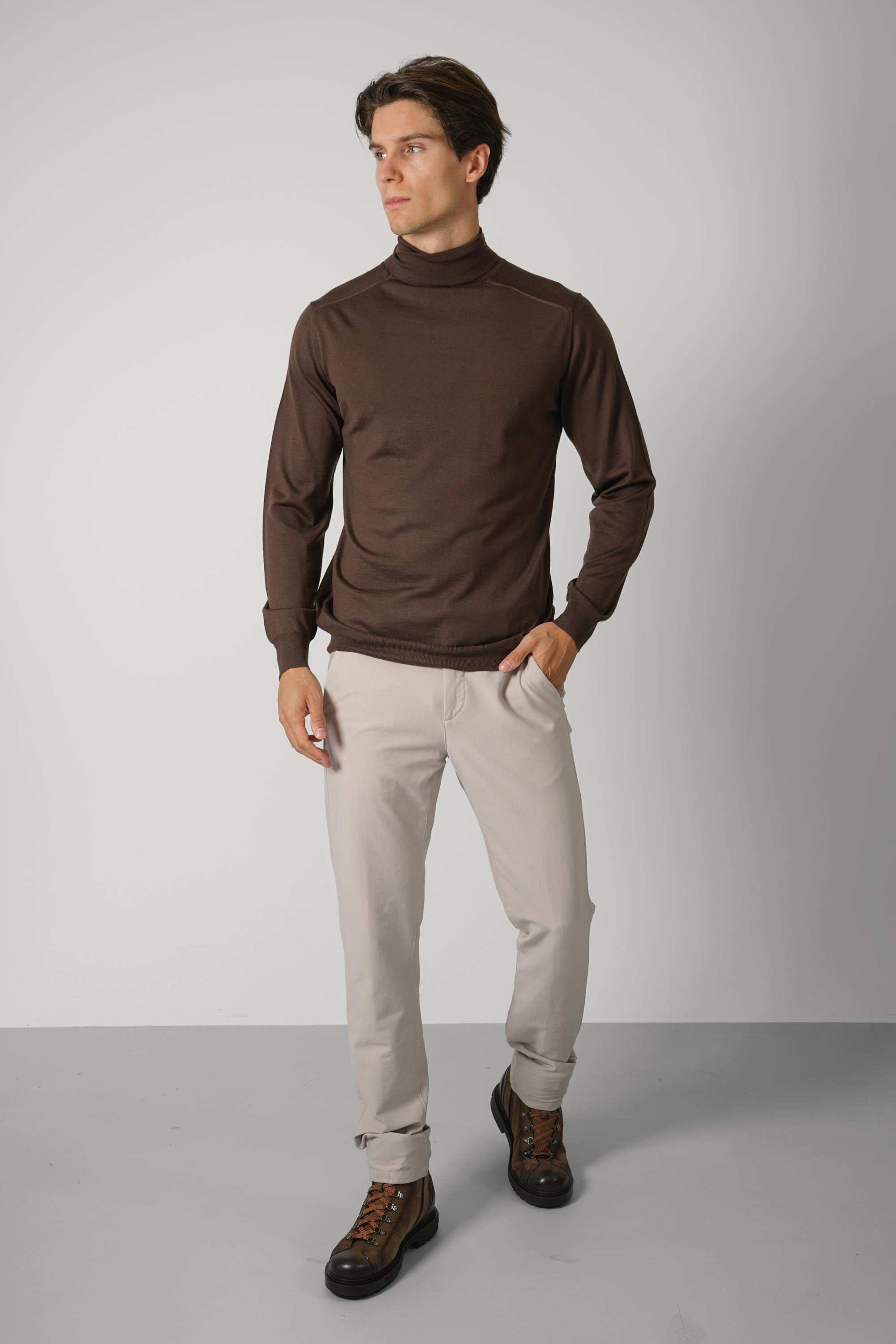 Fedeli Derby Wool Rollneck Sweater – Deep Brown