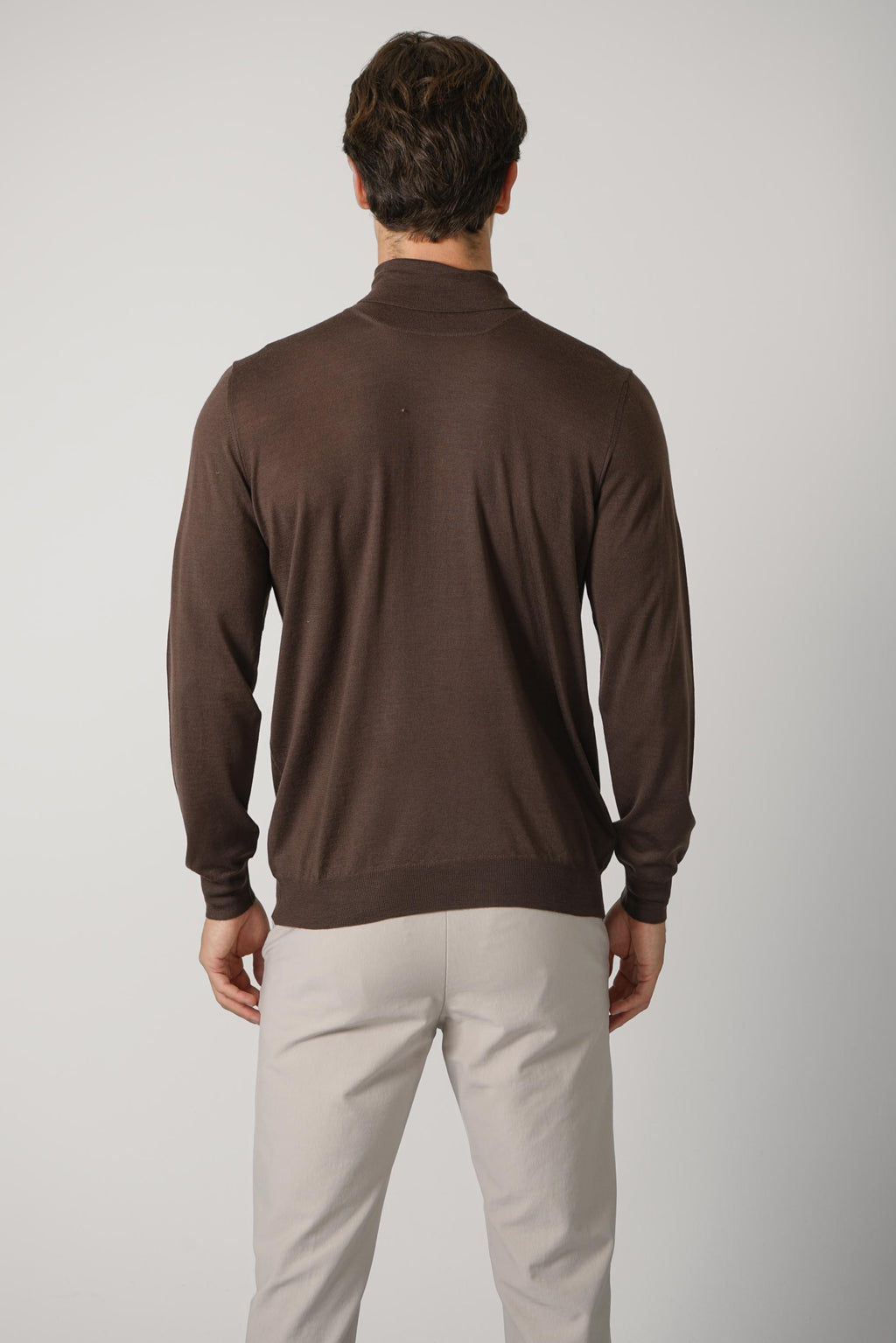 Fedeli Derby Wool Rollneck Sweater – Deep Brown