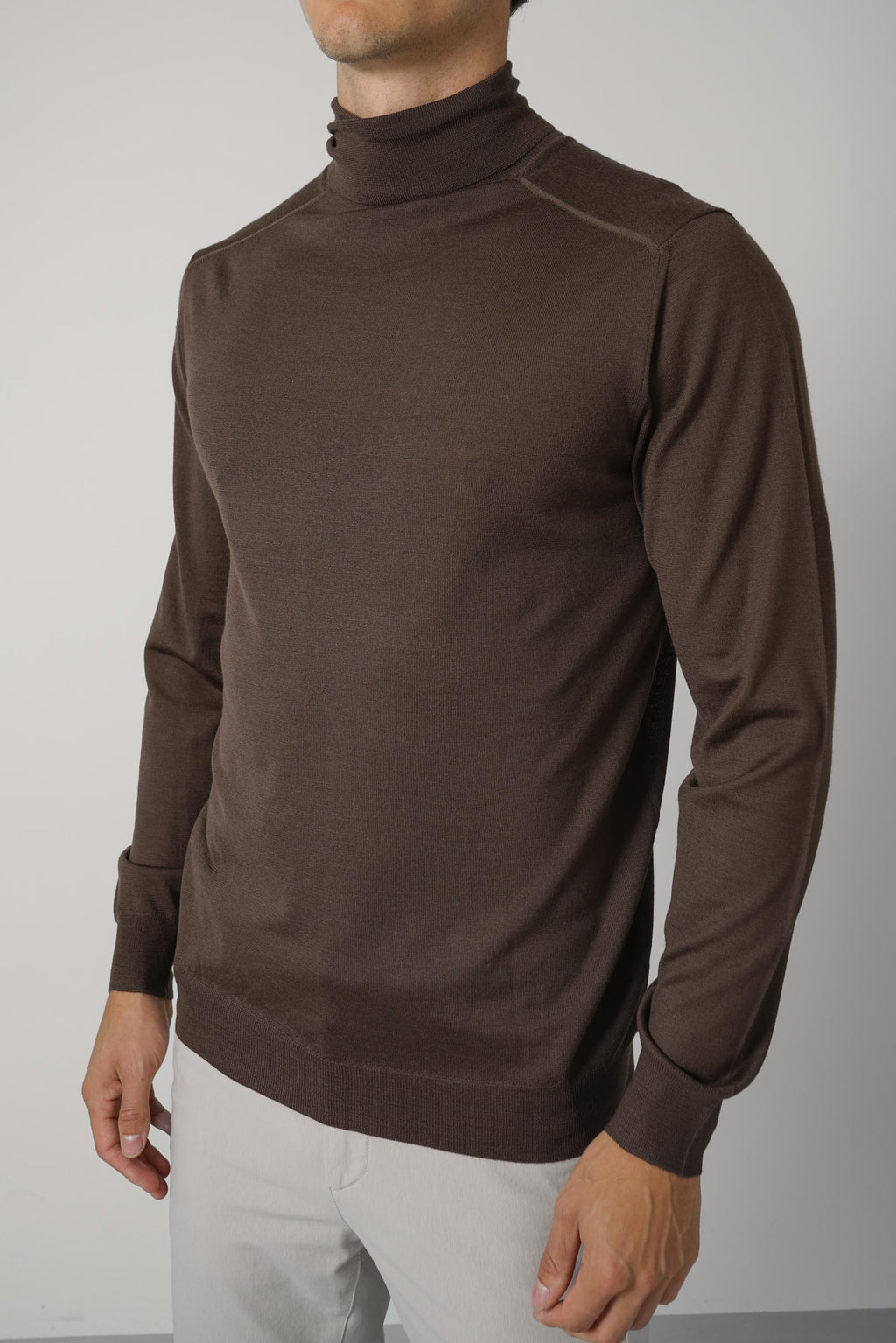 Fedeli Derby Wool Rollneck Sweater – Deep Brown
